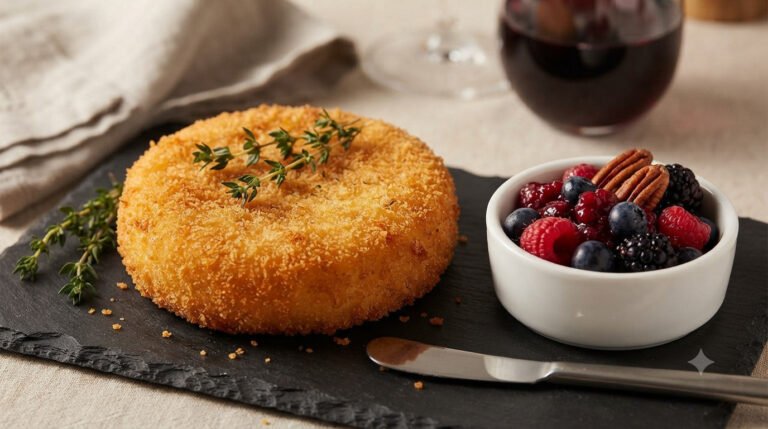 Camembert empanado en freidora de aire, crujiente y fundente