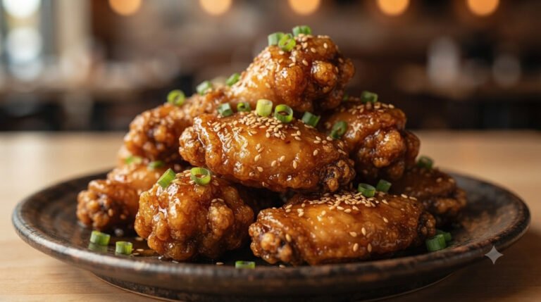 Korean fried chicken en freidora de aire, crujiente y picante-dulce