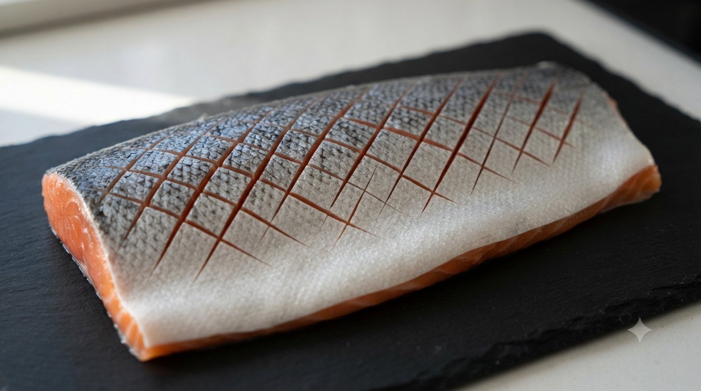 Lomos de salmón sazonados con especias y aceite de oliva
