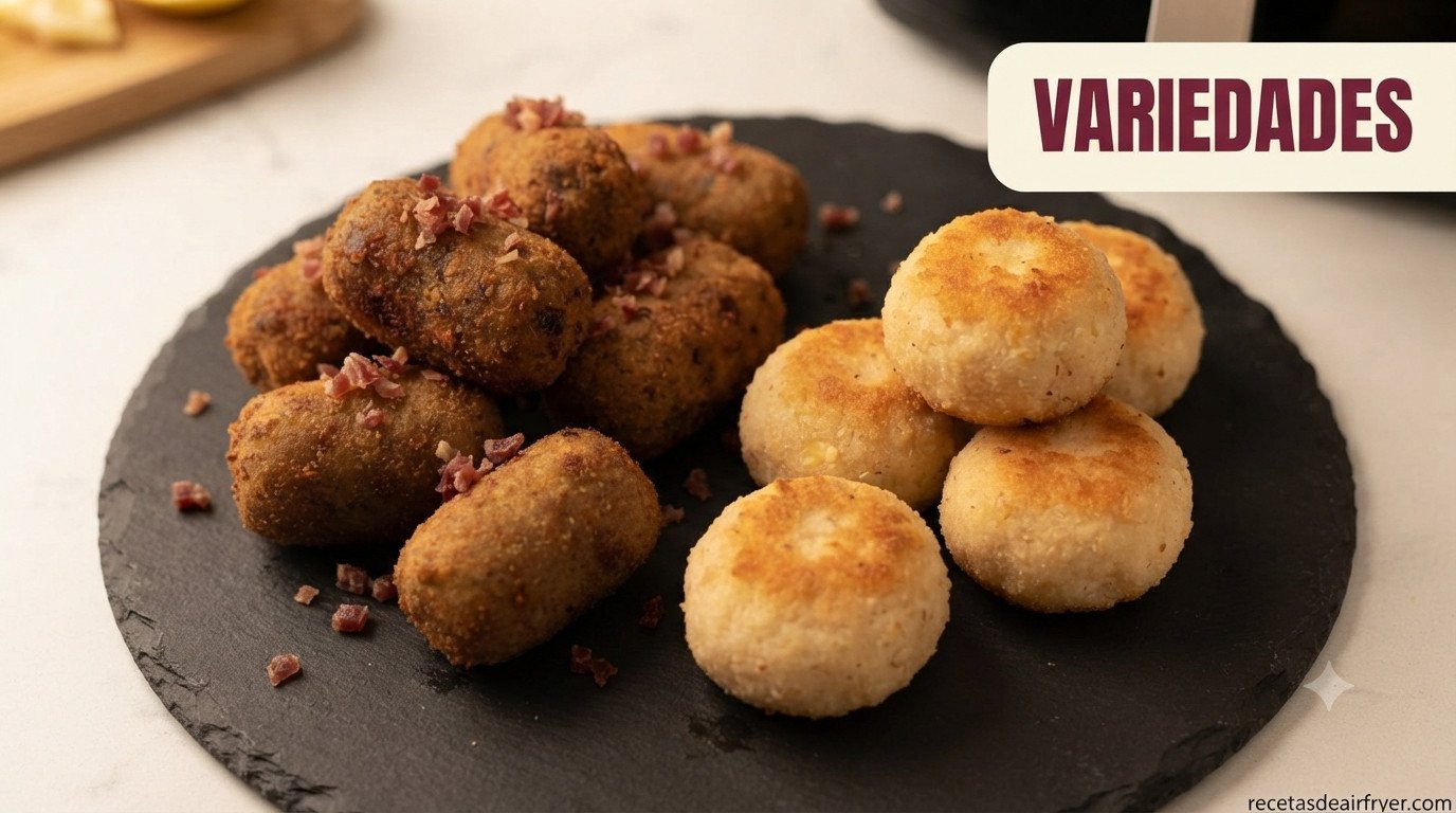 Variedades de croquetas congeladas de distintos sabores servidas juntas