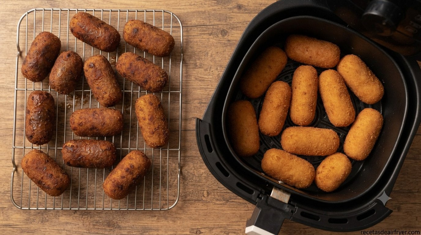 Comparativa entre croquetas fritas en sartén y croquetas hechas en freidora de aire