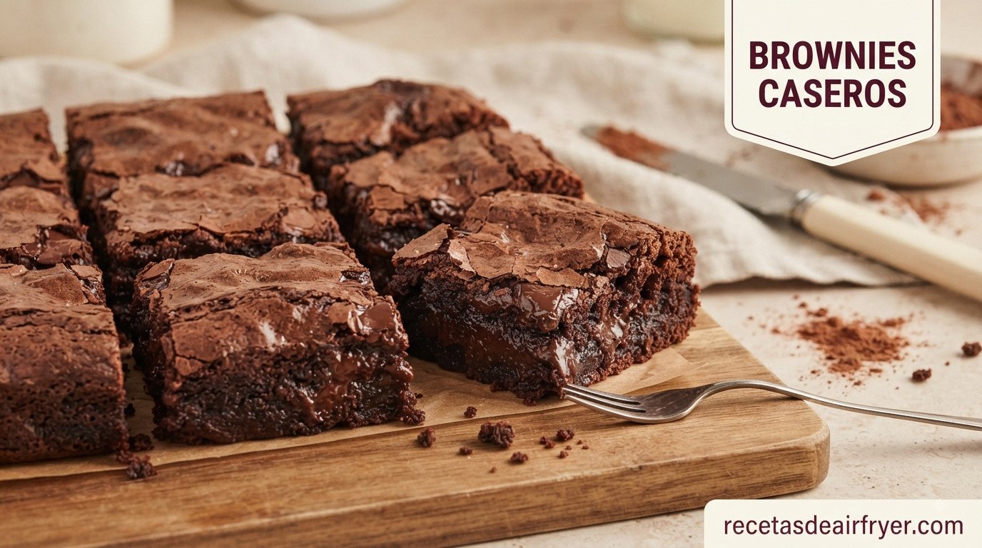 Brownies de chocolate en freidora de aire, húmedos y densos, cortados en cuadrados