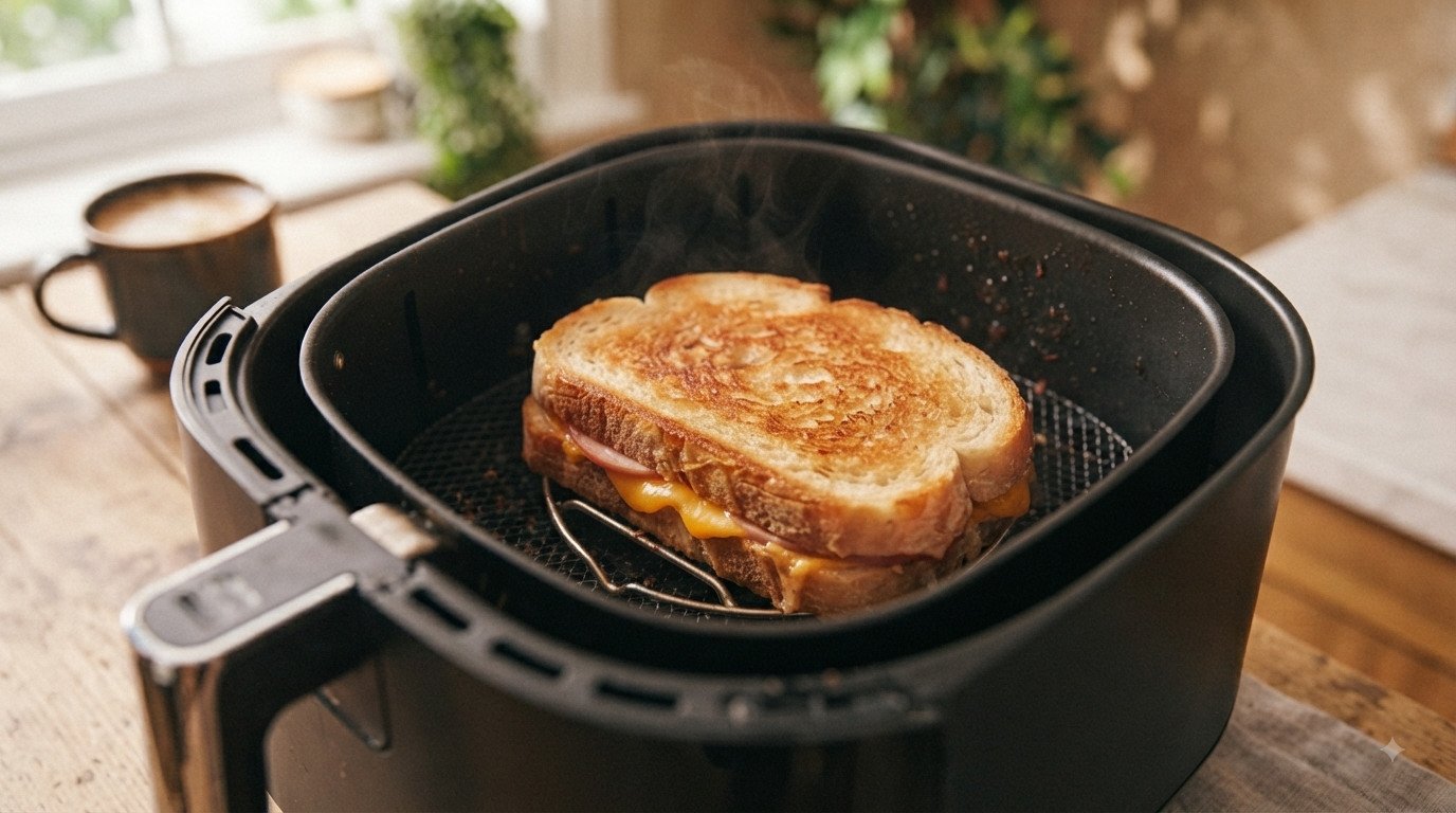 Croissant relleno de jamón y queso preparado para desayunar