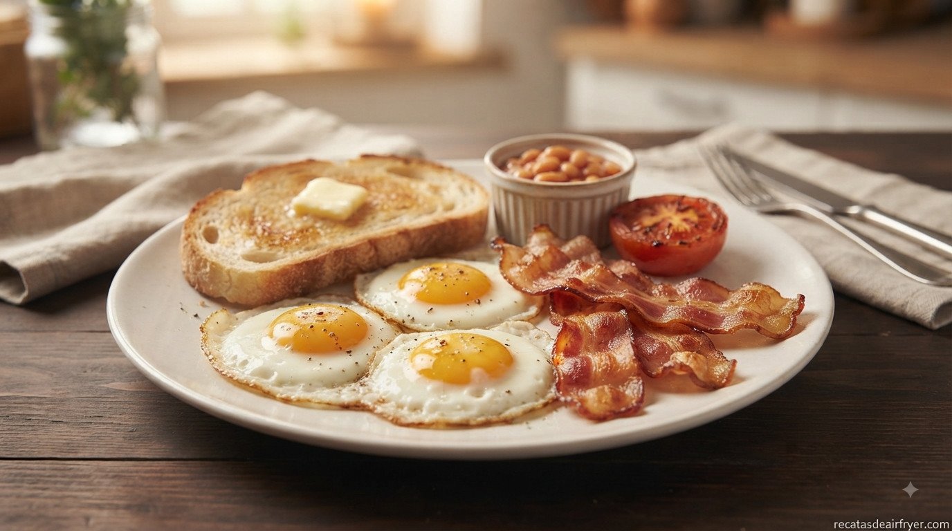 Bacon crujiente recién sacado de la freidora de aire, escurriendo sobre papel de cocina