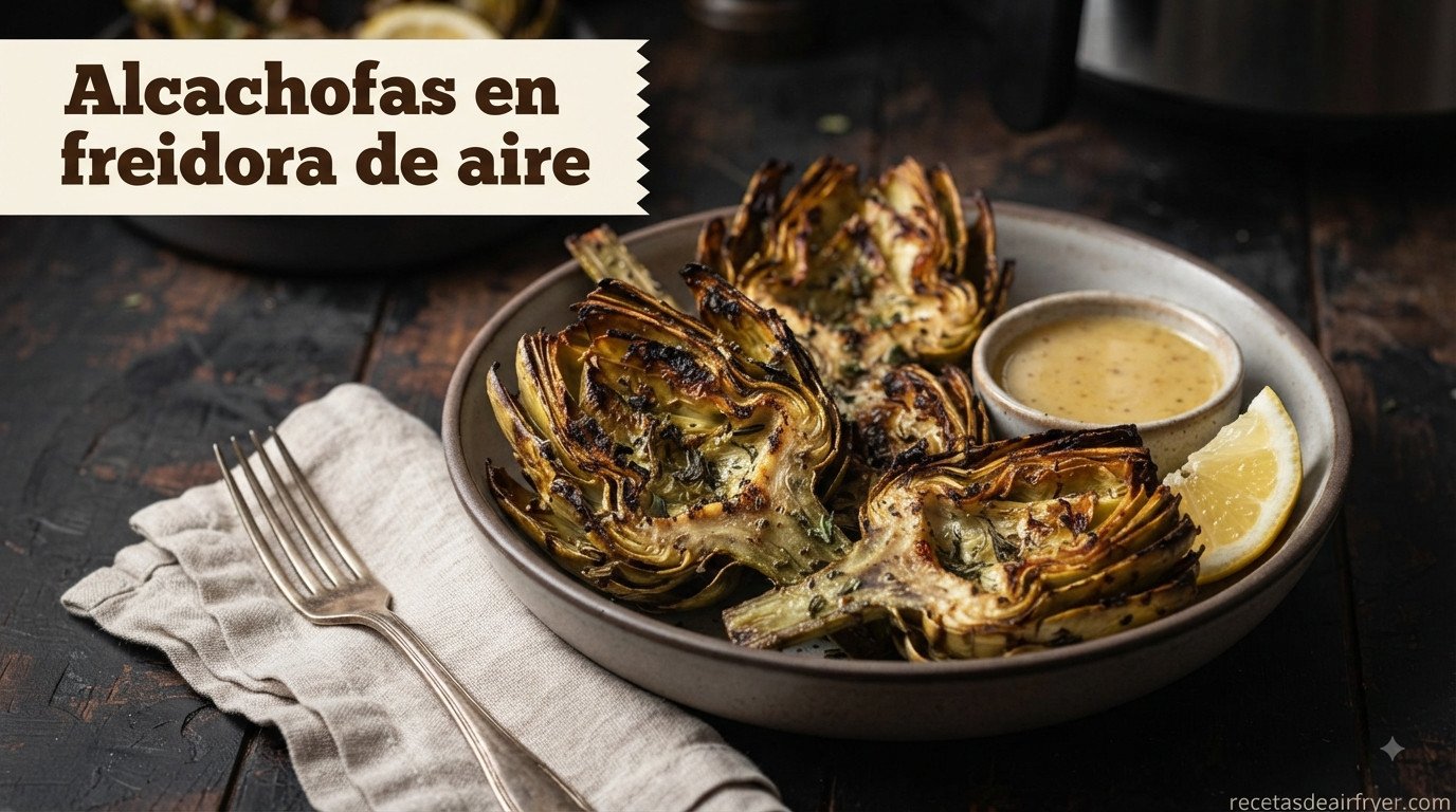Alcachofas en freidora de aire, dorados y con queso gratinado