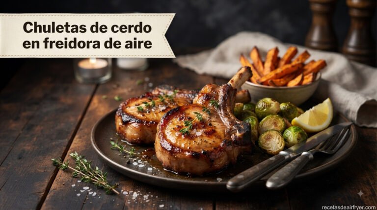 Chuletas de cerdo en freidora de aire, jugosas en 15 minutos