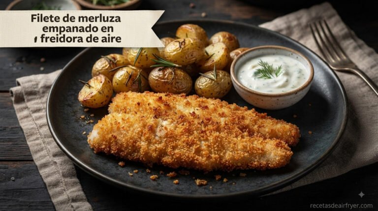 Filete de merluza empanado en freidora de aire en 10 min
