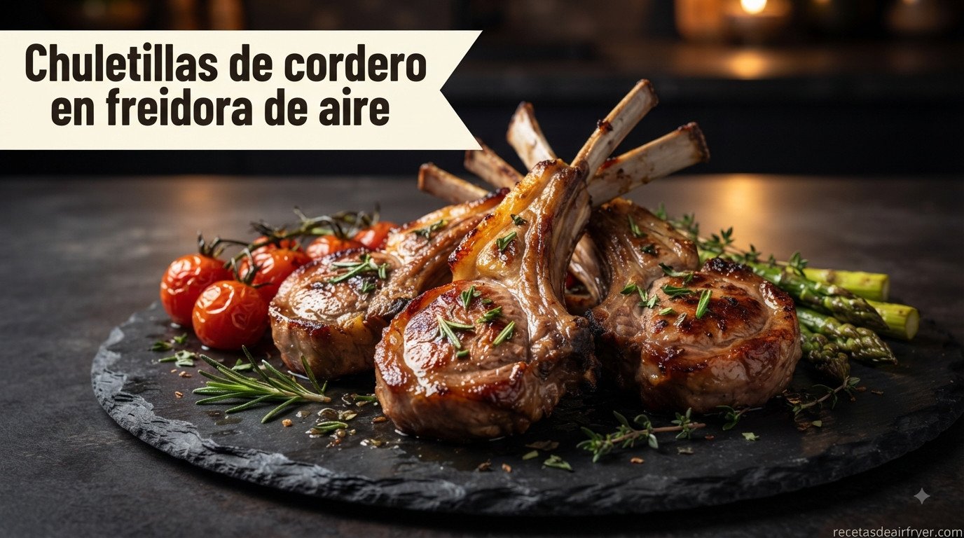 Chuletillas de cordero en freidora de aire, doradas y jugosas