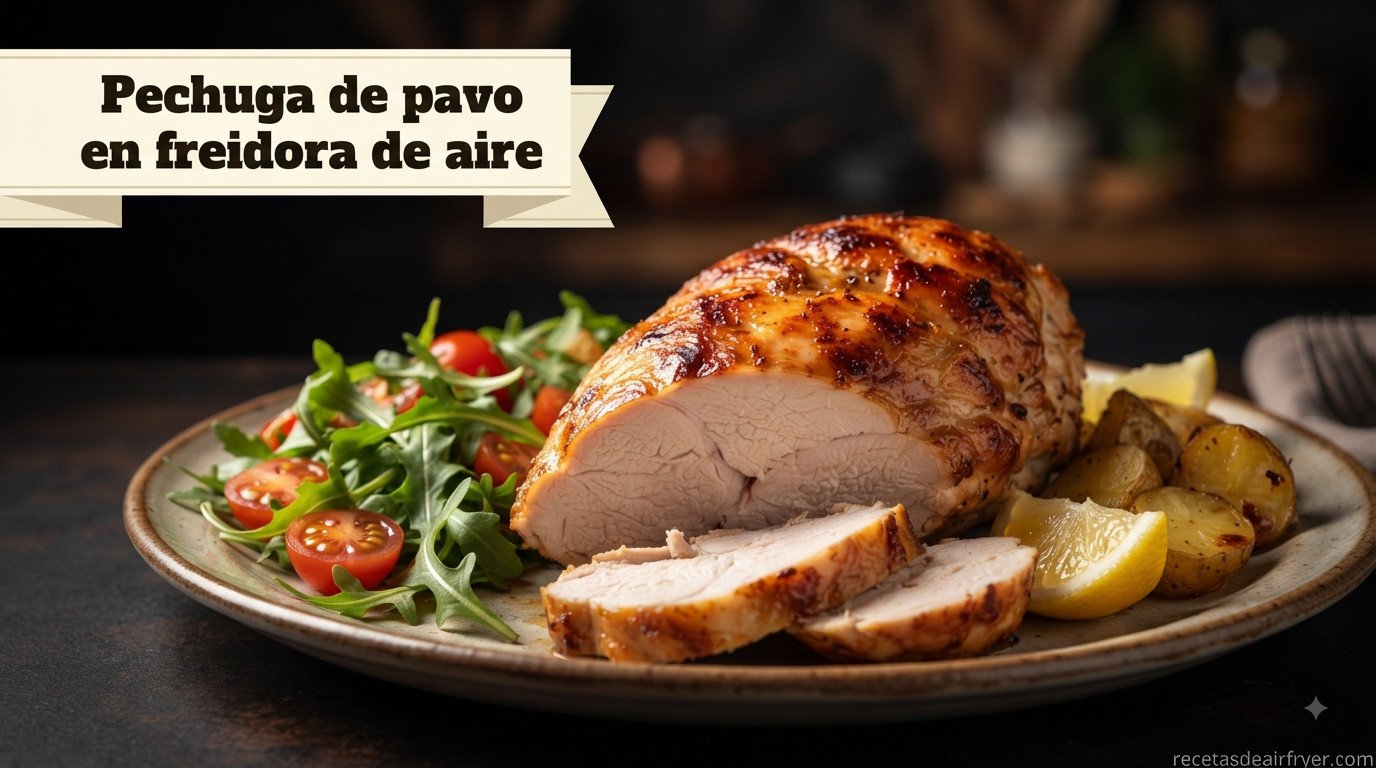 Pechuga de pavo en freidora de aire, jugosa y dorada
