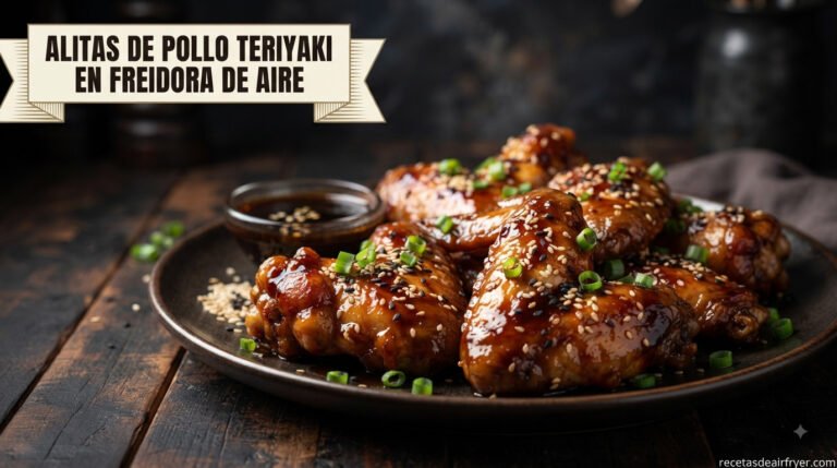 Alitas de pollo teriyaki en freidora de aire, crujientes