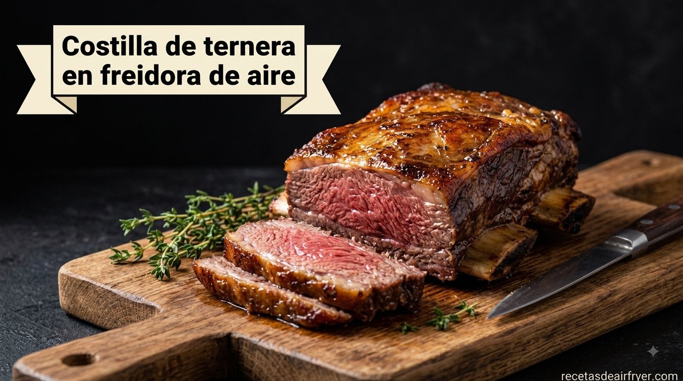 Costilla de ternera en freidora de aire, dorada por fuera y jugosa por dentro