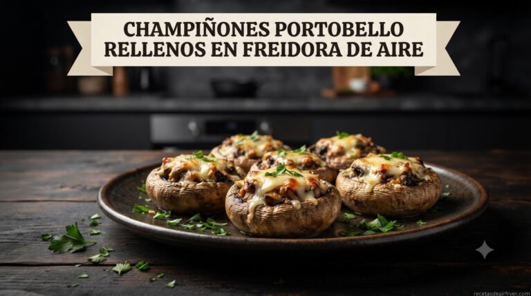 Champiñones Portobello Rellenos en Freidora de Aire: Cremosos en 25 Min