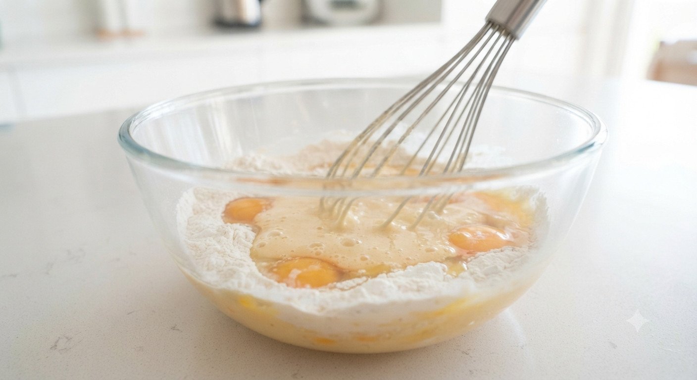 Masa de huevo harina y levadura mezclada en un bol
