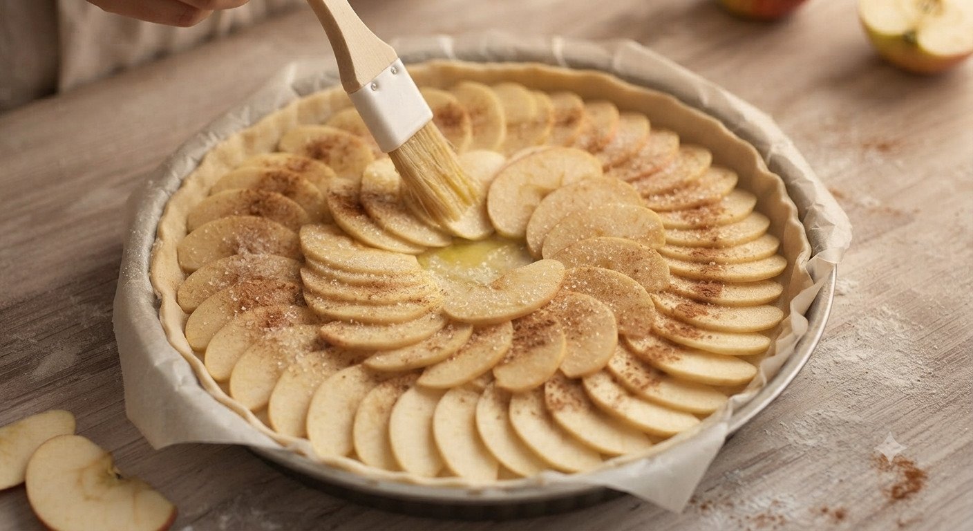 Tarta cruda con azúcar, canela y mantequilla