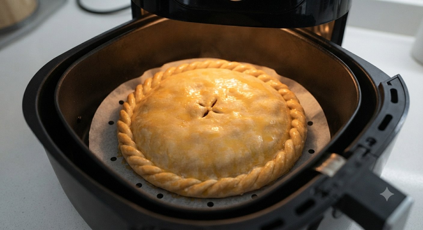 Empanada dentro de la freidora de aire dorándose
