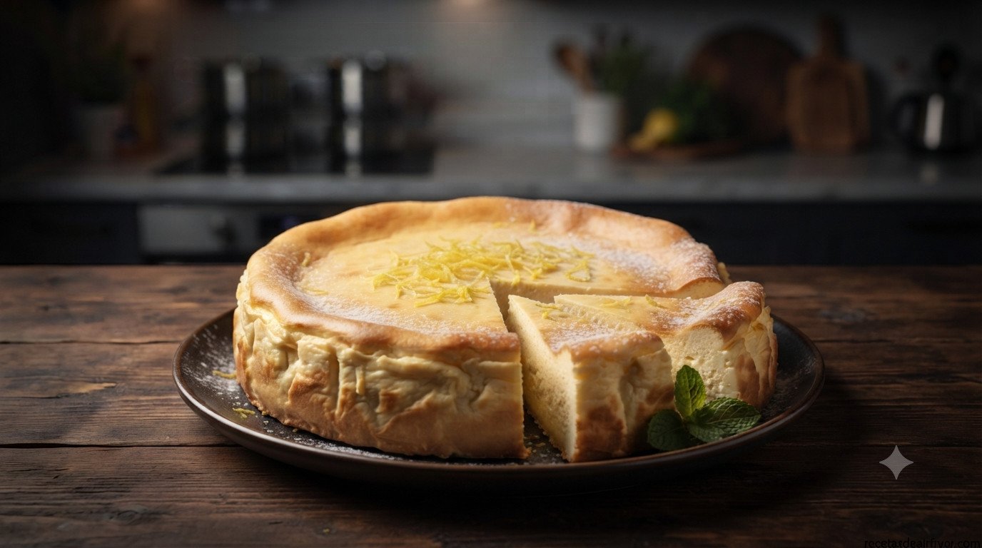 Molde de cheesecake dentro de la cesta de la freidora de aire
