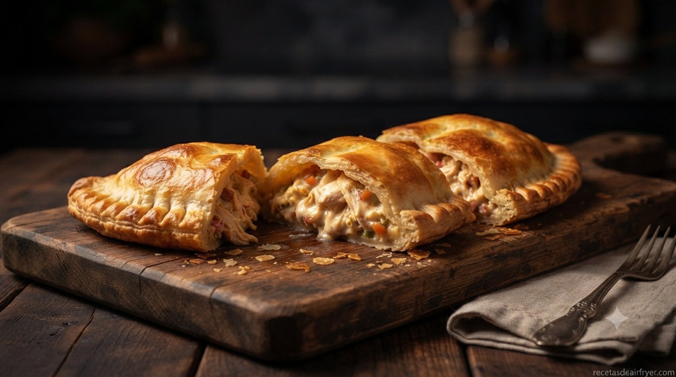 Empanada volteándose a mitad de cocción