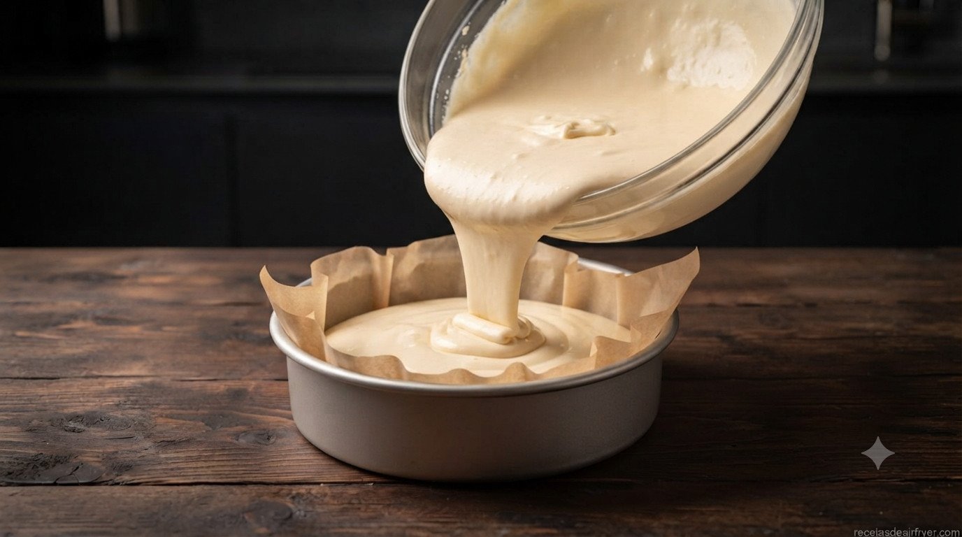 Huevos incorporados a la mezcla de queso crema para la tarta