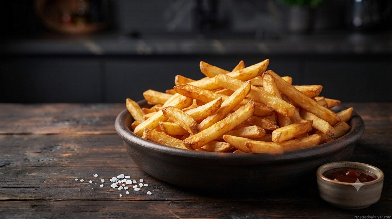 Patatas asadas en freidora de aire con piel dorada y crujiente