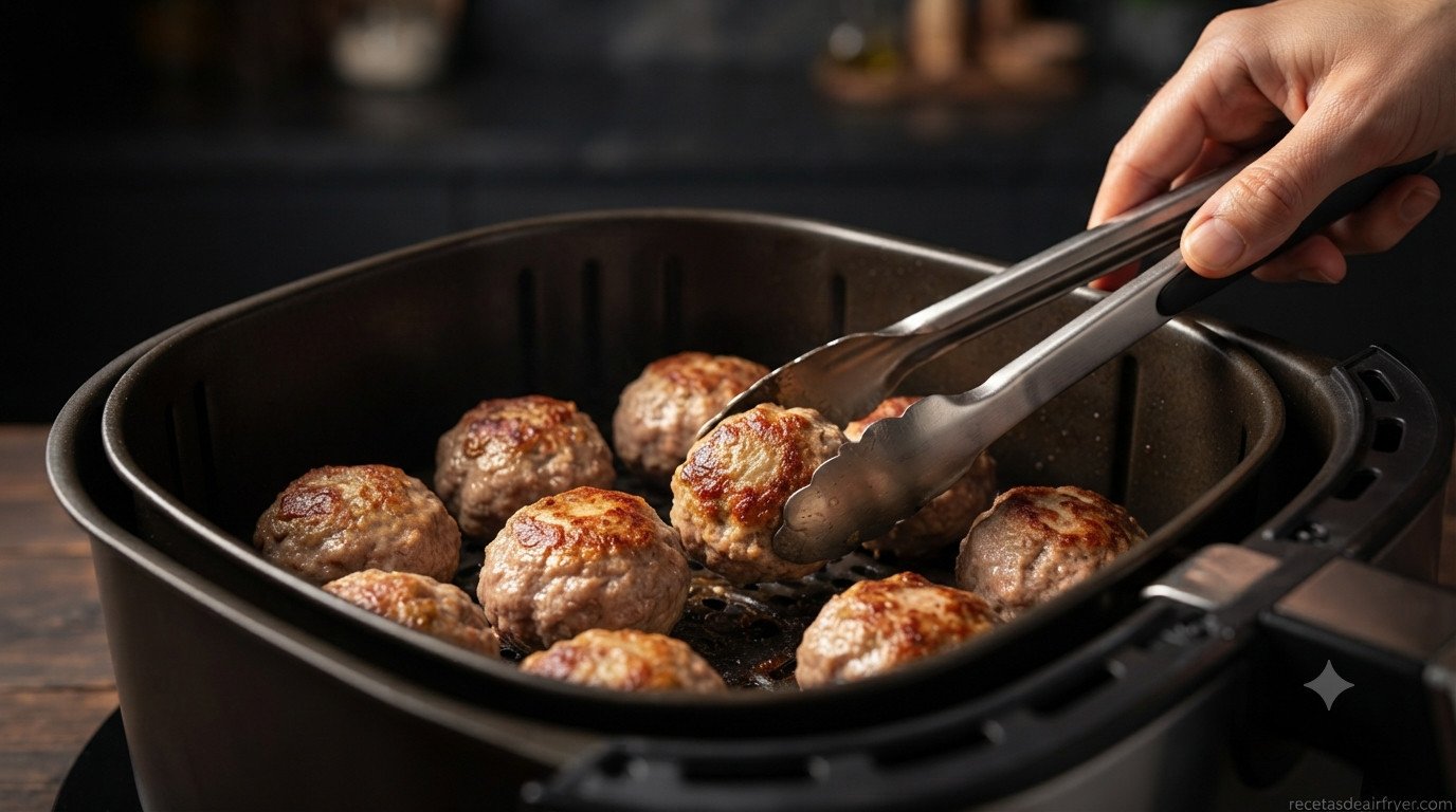 Albóndigas crudas ligeramente cubiertas con aceite de oliva antes de cocinar