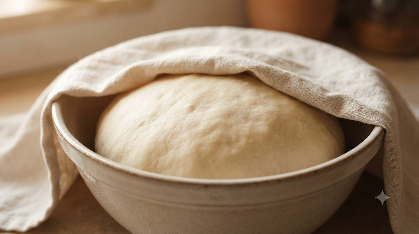 Masa de pan de pita después del reposo