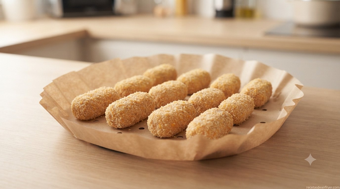 Alimentos colocados sobre el papel perforado antes de cocinar