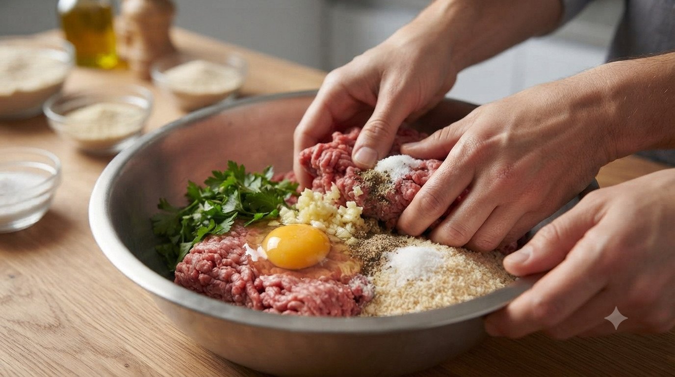 Mezcla de carne para preparar filetes rusos caseros