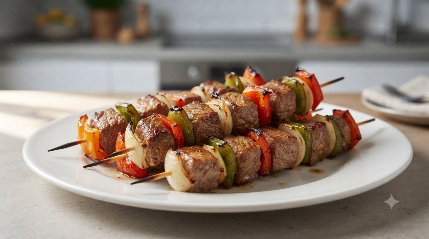Brochetas de Carne en Freidora de Aire