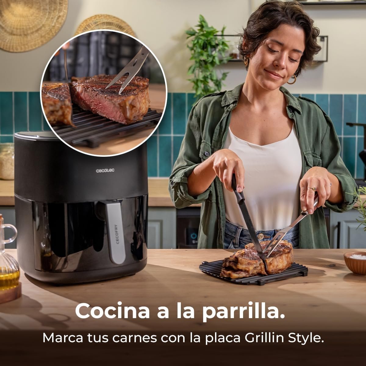 Panel de control táctil de la Cecotec Cecofry&Grill Duoheat 6500 Plus