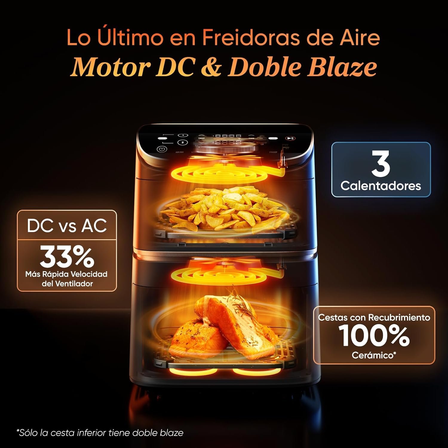 Dos cestas independientes de la COSORI Turbo Tower Pro Smart