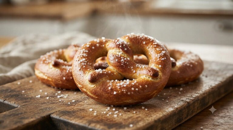 Pretzels caseros en freidora de aire, crujientes y con sal gorda