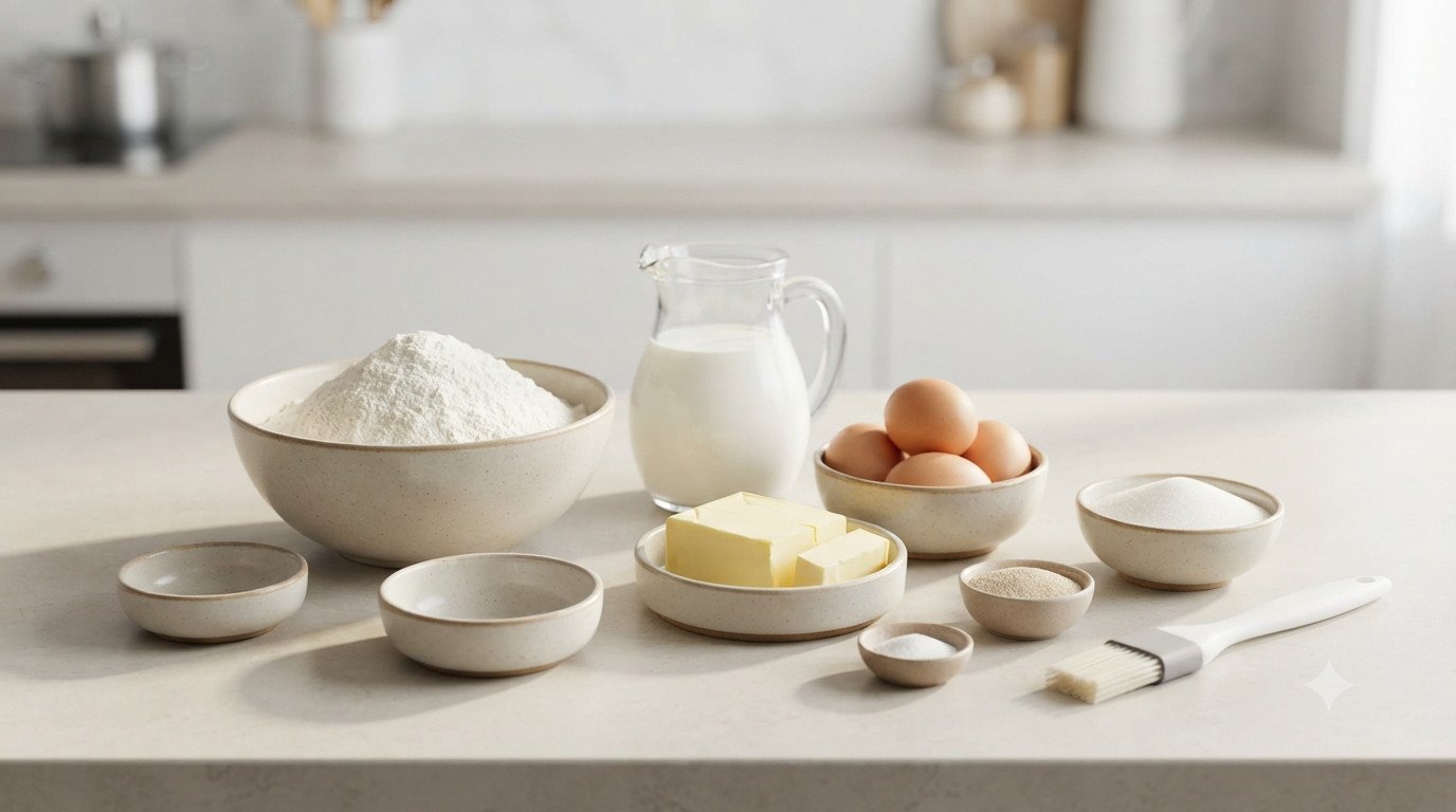 Ingredientes para preparar brioche en freidora de aire