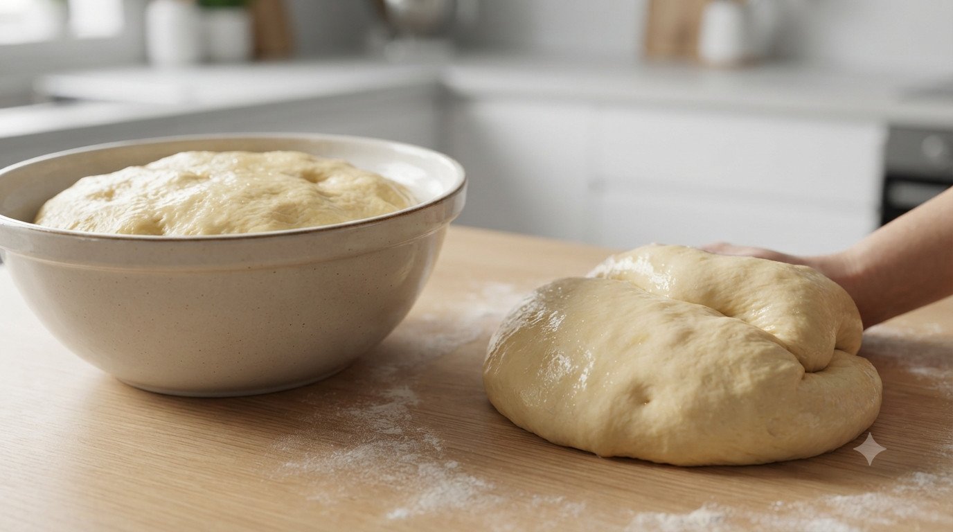 Masa de brioche preparada y amasada