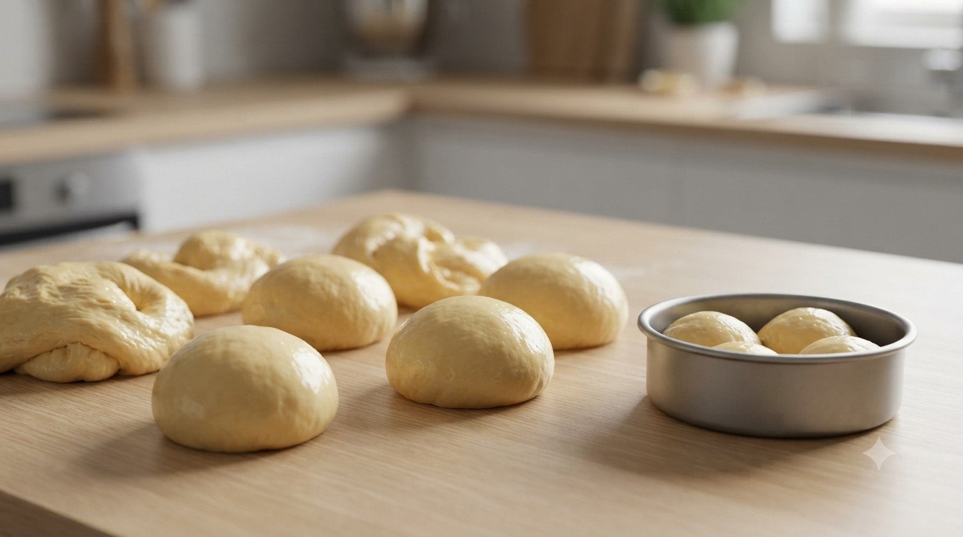Bolas de masa formando un brioche casero
