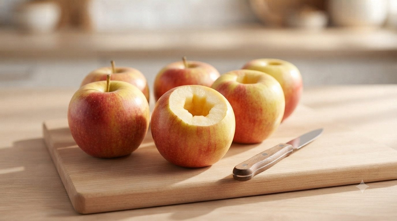 Preparar las manzanas para hacerlas asadas en freidora de aire
