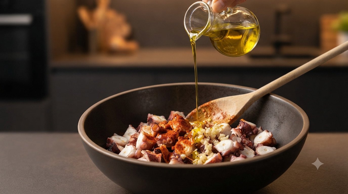Secar el pulpo antes de cocinarlo en freidora de aire