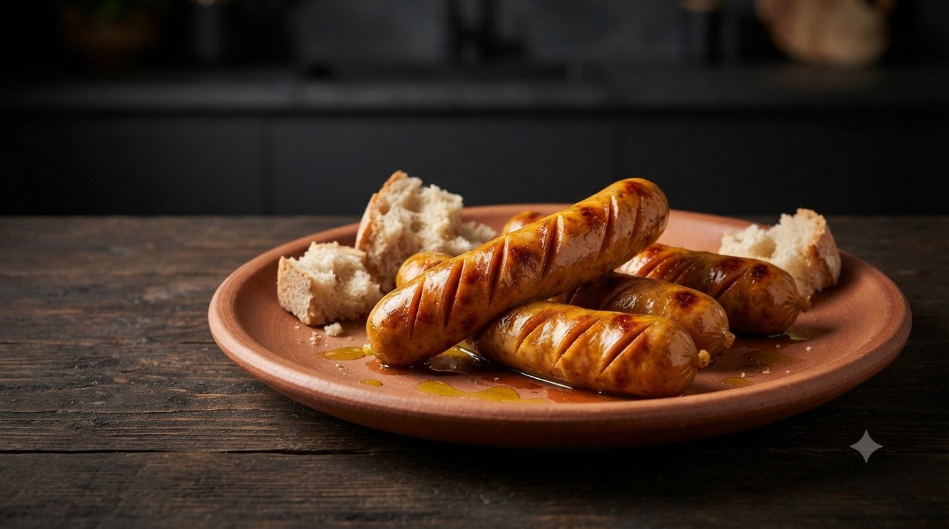 Chorizo en freidora de aire dorado y crujiente