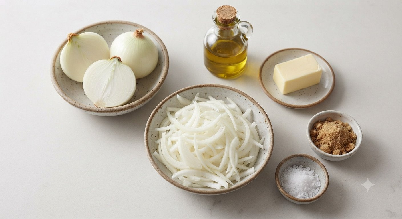 Ingredientes para preparar cebolla caramelizada en freidora de aire