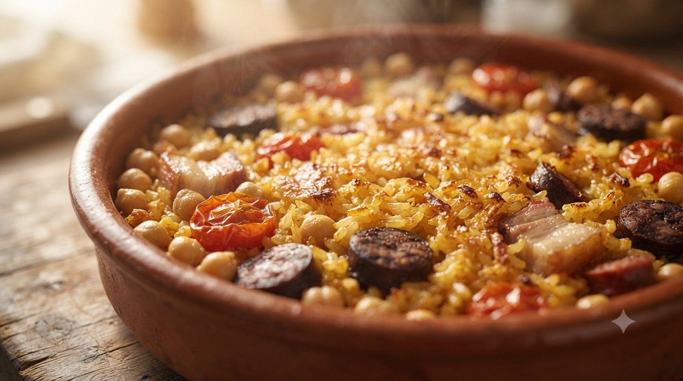 Arroz al horno terminado en freidora de aire