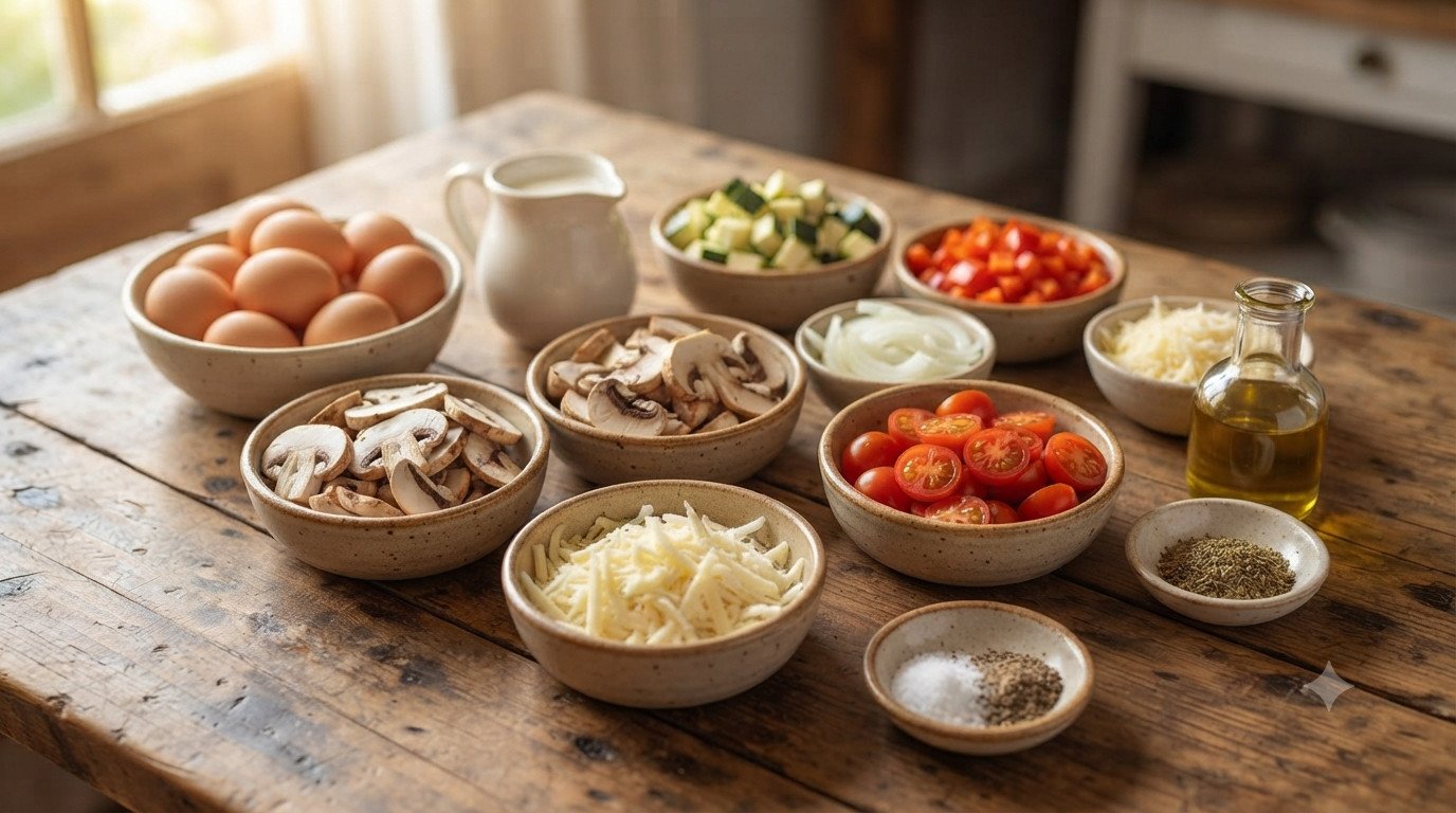Ingredientes para frittata en freidora de aire