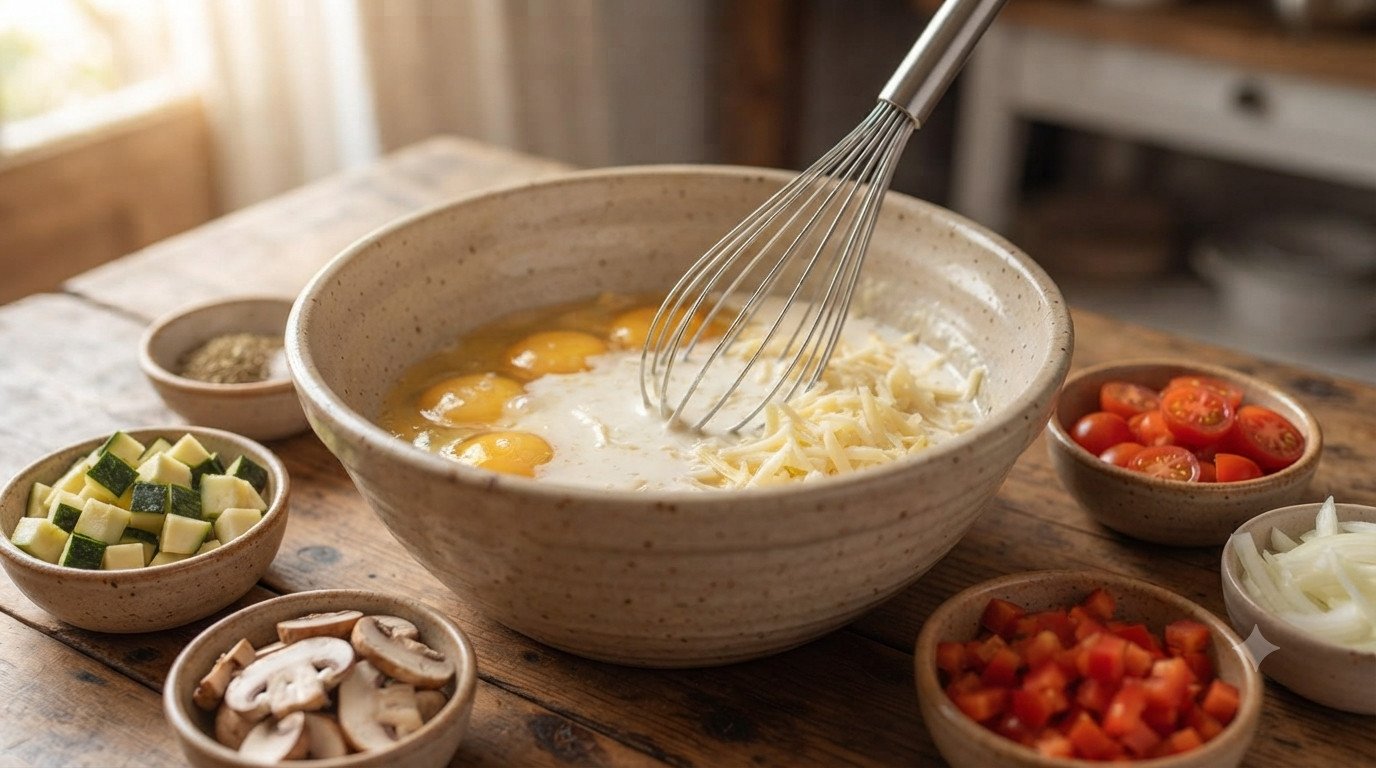 Preparación de la frittata en freidora de aire