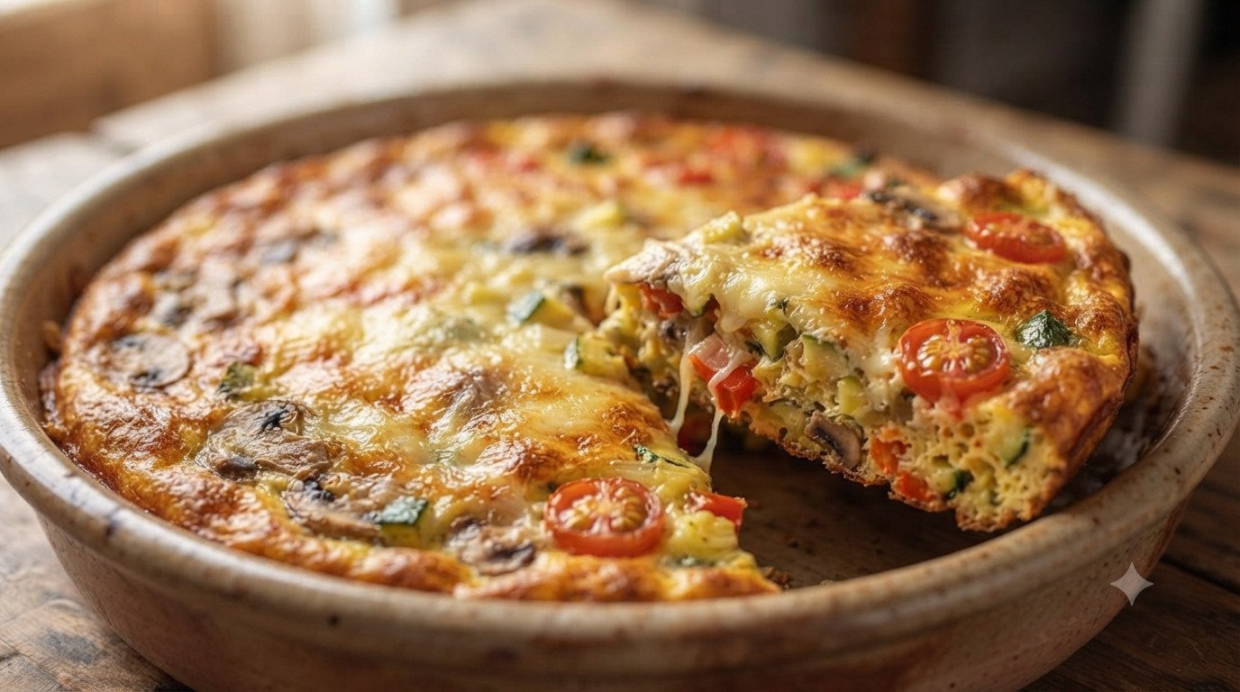 Frittata terminada en freidora de aire