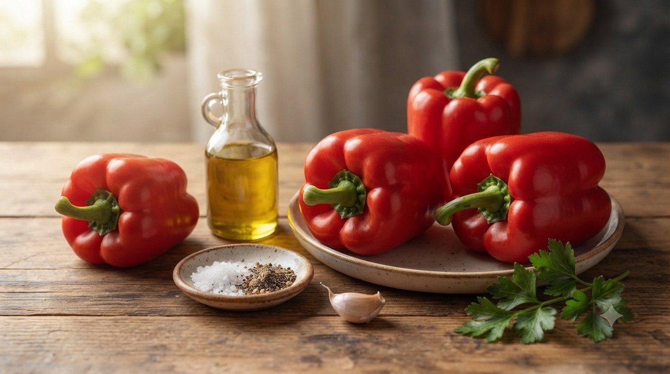 Ingredientes para preparar pimientos asados en freidora de aire