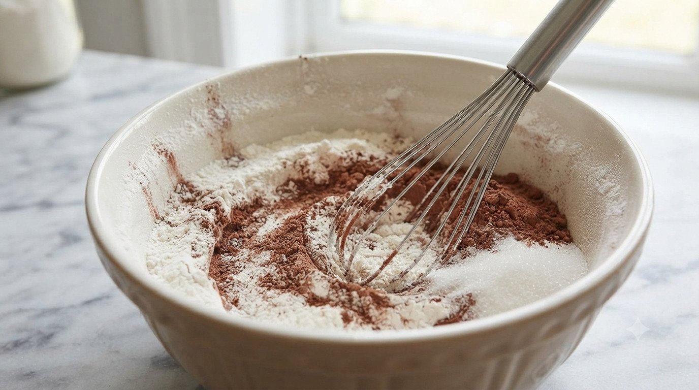 Ingredientes secos mezclándose en un bol