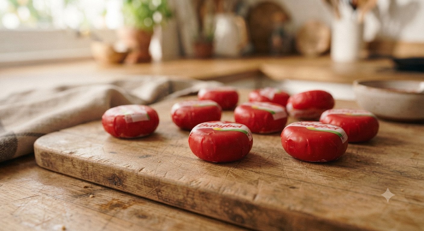 Quesitos Mini Babybel sin envoltorio sobre una tabla