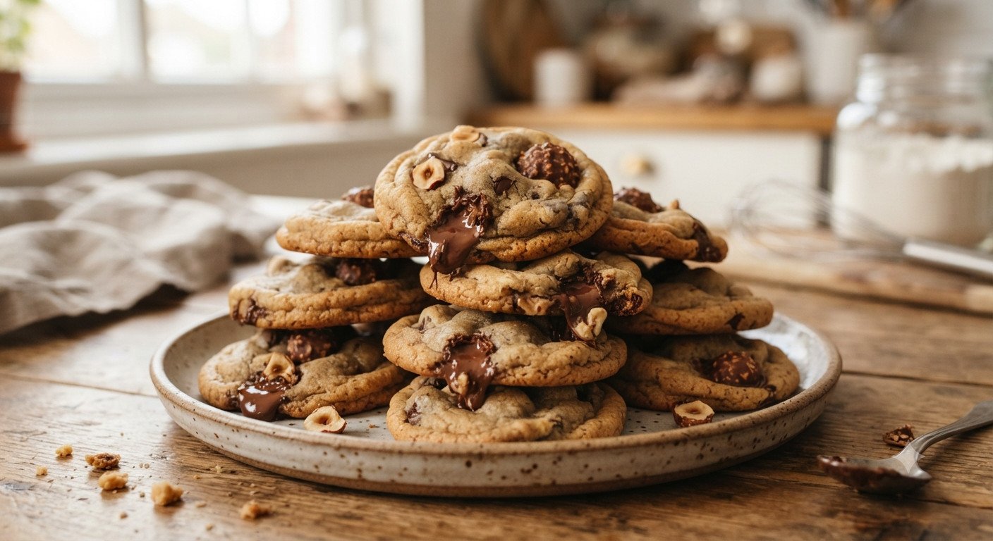 Galletas con trozos de Ferrero Rocher en freidora de aire