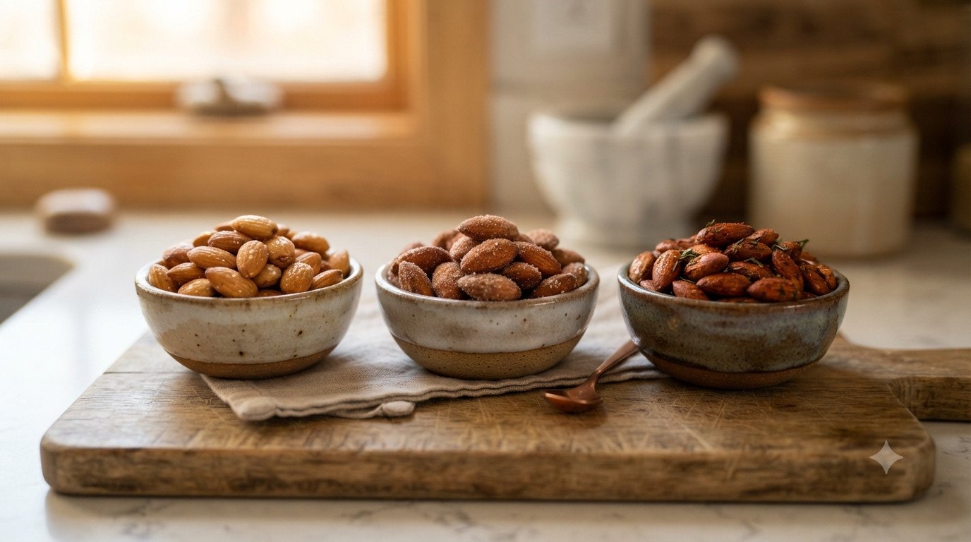 Almendras tostadas con variantes en freidora de aire