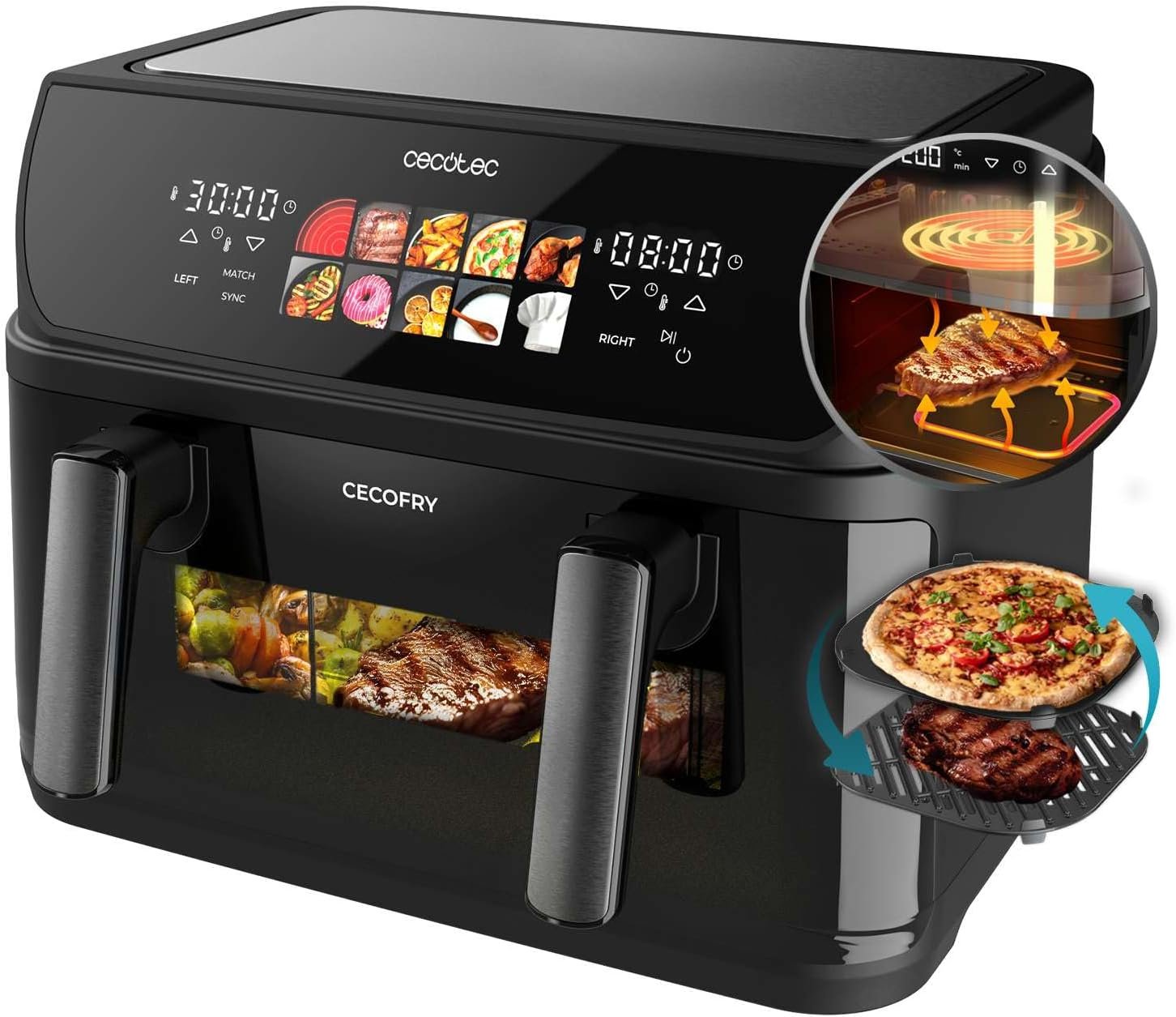 Cosori Dual Blaze TwinFry 10 litros, vista frontal sobre encimera