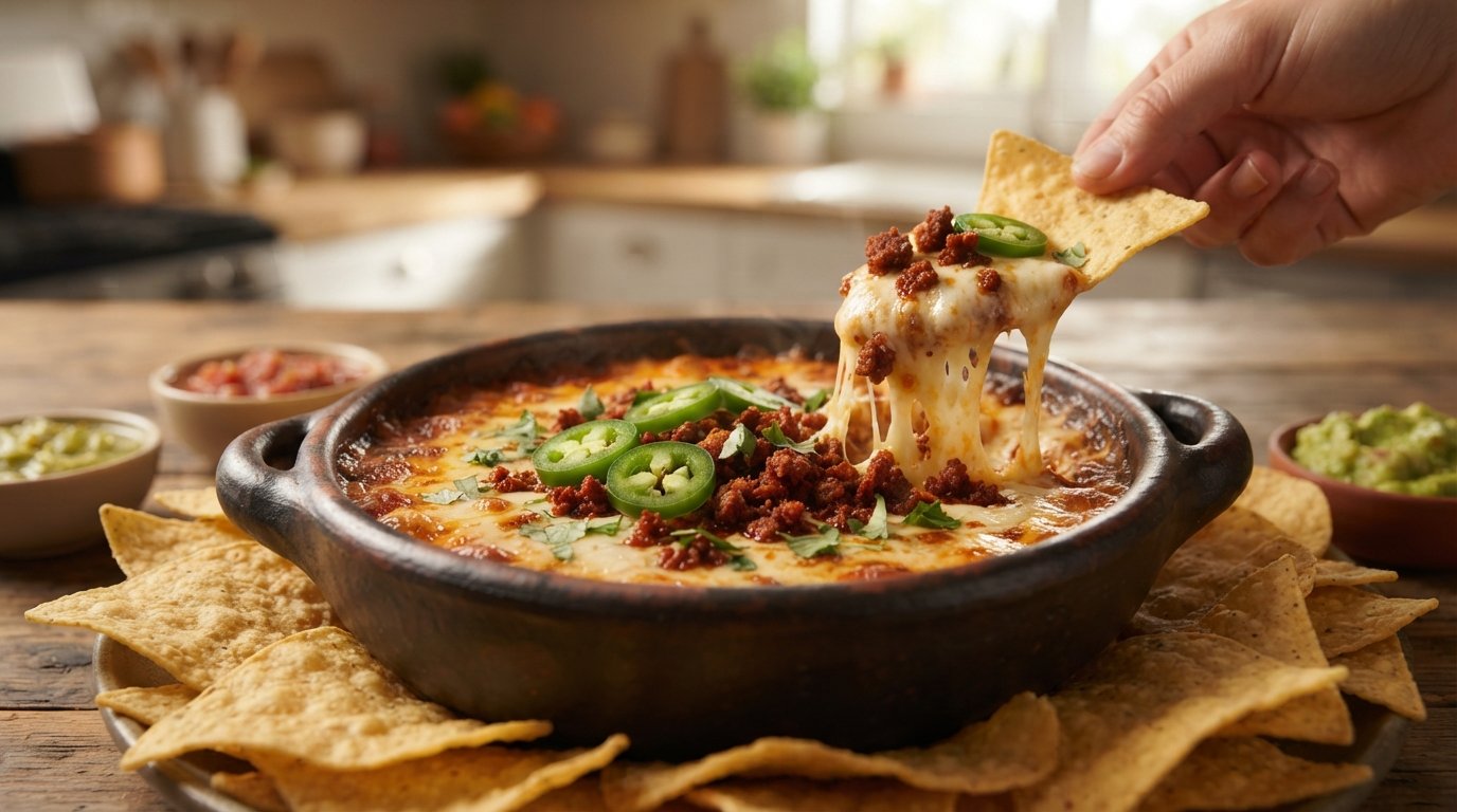 Dip de chorizo y queso con pimientos en freidora de aire