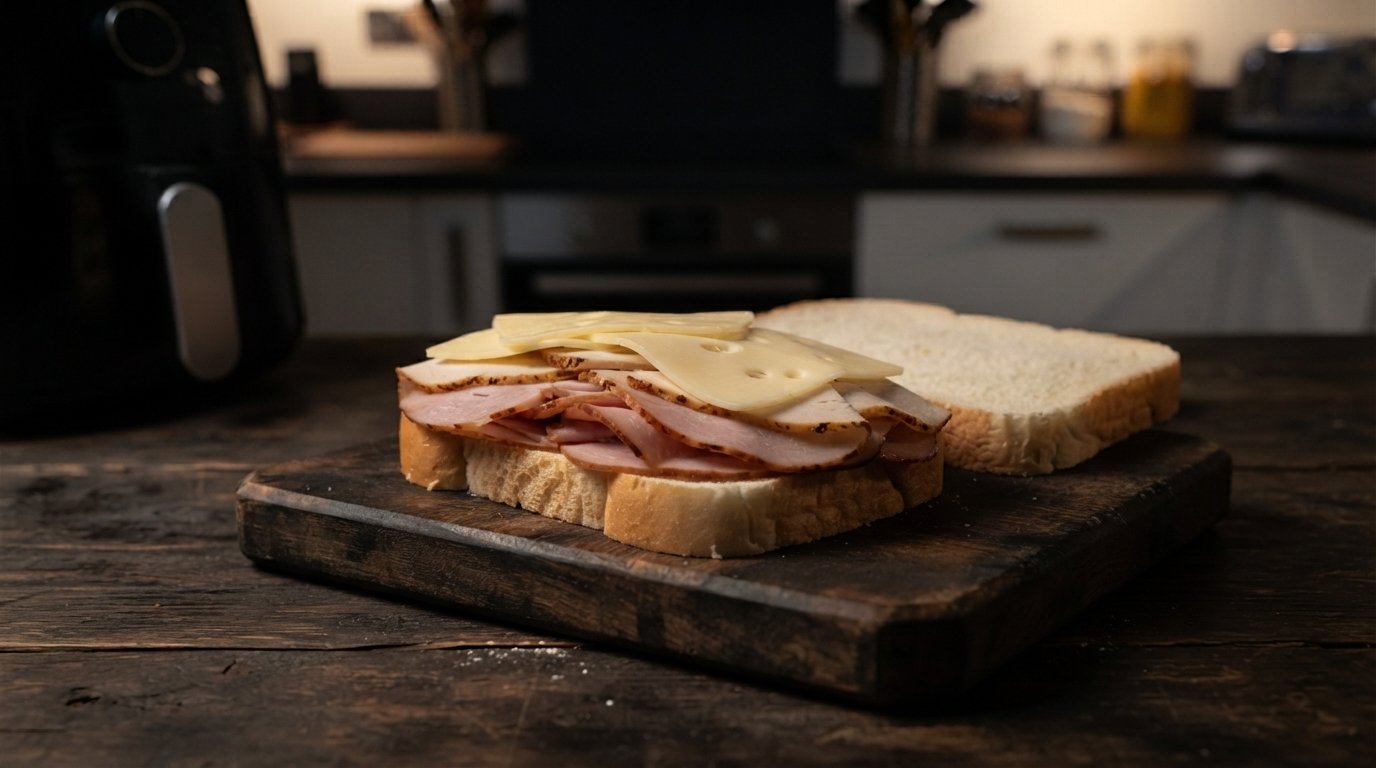 Montar el sándwich Monte Cristo con jamón, pavo y queso